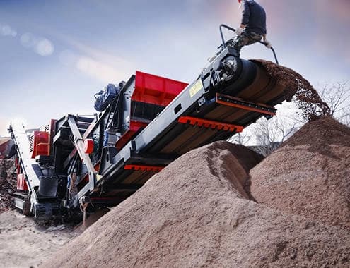 Stație mobilă de zdrobire și sortare, cu șenile — detaliu