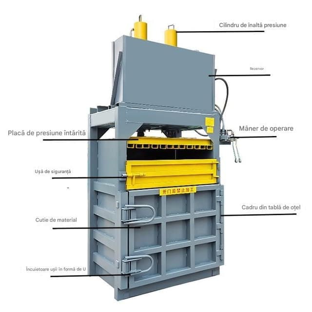 Masina de Balotat Hidraulic Vertical 30T | 15kW, Balot 100–300kg, 4–6 buc/oră | UZINEX
