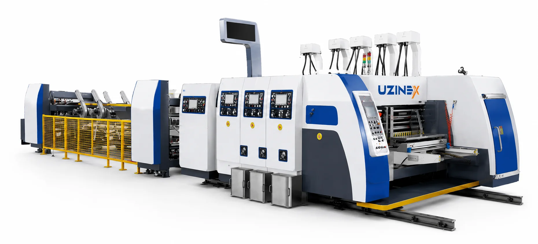 Mașină de lipire cutii ecommerce UZINEX HS-T Series 920T cu sistem „inserție jos" frecvență înaltă pentru viteze de 700 buc./min
