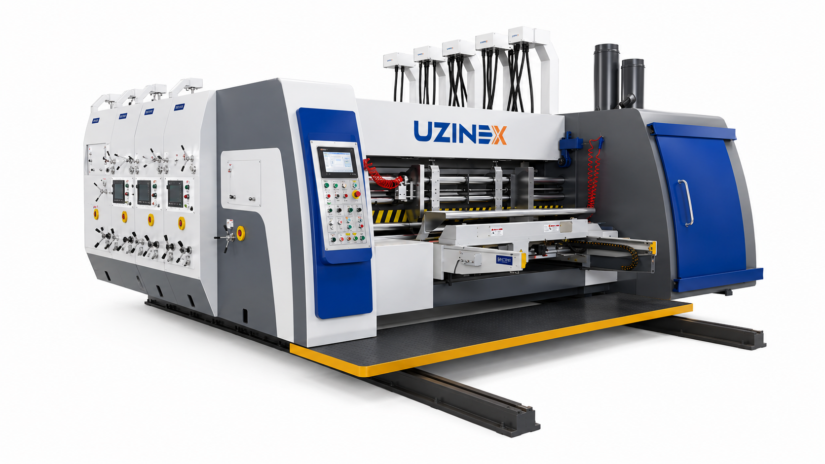 Mașină de tipărire, slotting și ștanțare carton ondulat UZINEX HUAYU-B Series cu 6 modele și angrenaj 40Cr nivel 6