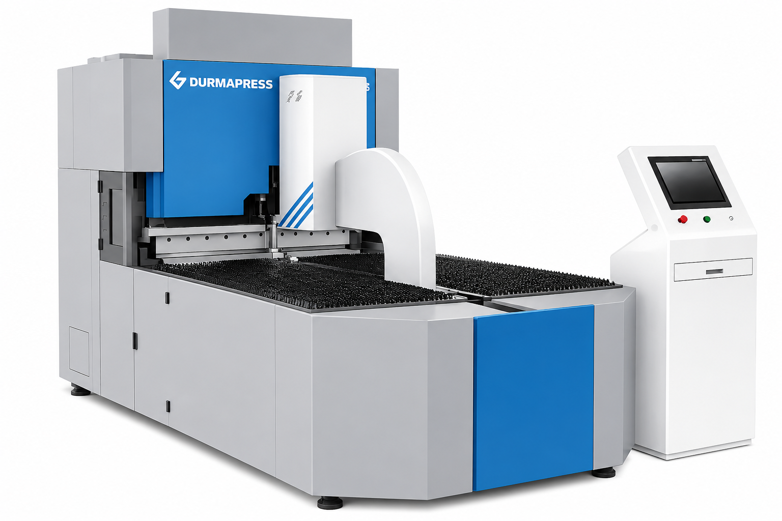 Centru de îndoire CNC PBE-2500 DURMAPRESS cu sistem robotizat dual-arm de încărcare și descărcare cu vacuum