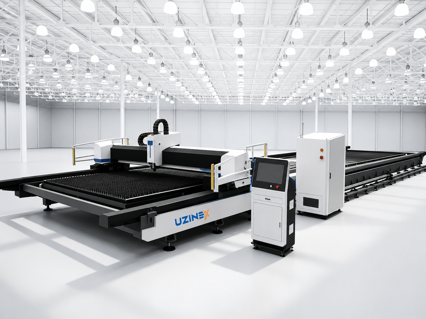 WyCut GR Series mașină laser cu șină de sol gantriu format mare 21000×4000 mm sarcină 15 tone Raytools cap industrial greu carbon 250 mm inox 120 mm Raycus