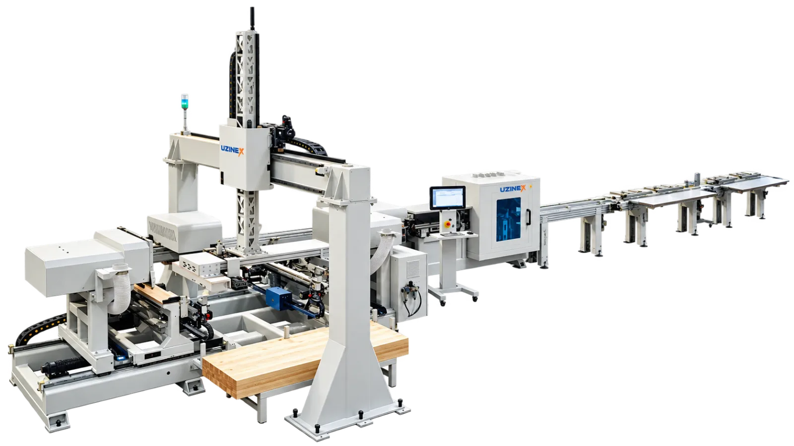 Flexible strip finger-jointing and cutting machine, UZX-YD-S0120