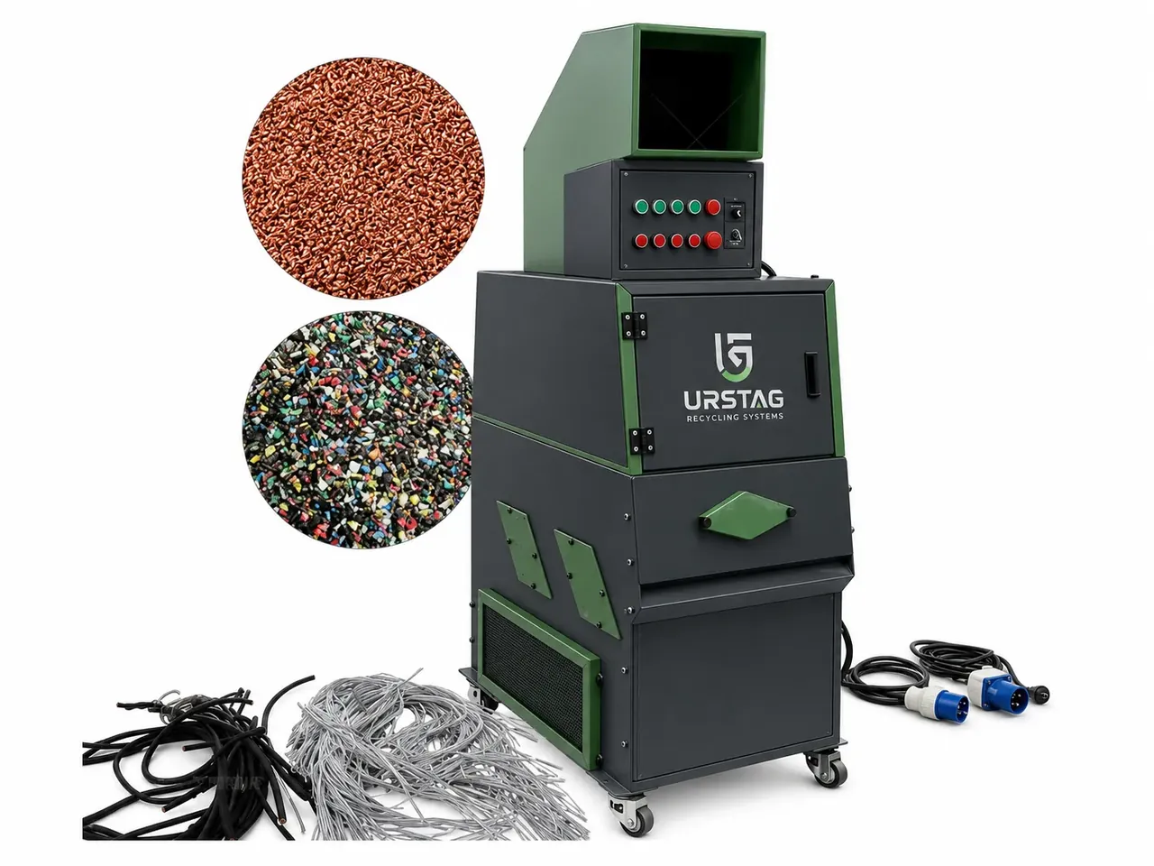 Granulator cupru compact URSTAG pentru sârme de 0,3–20 mm, unitate compactă all-in-one