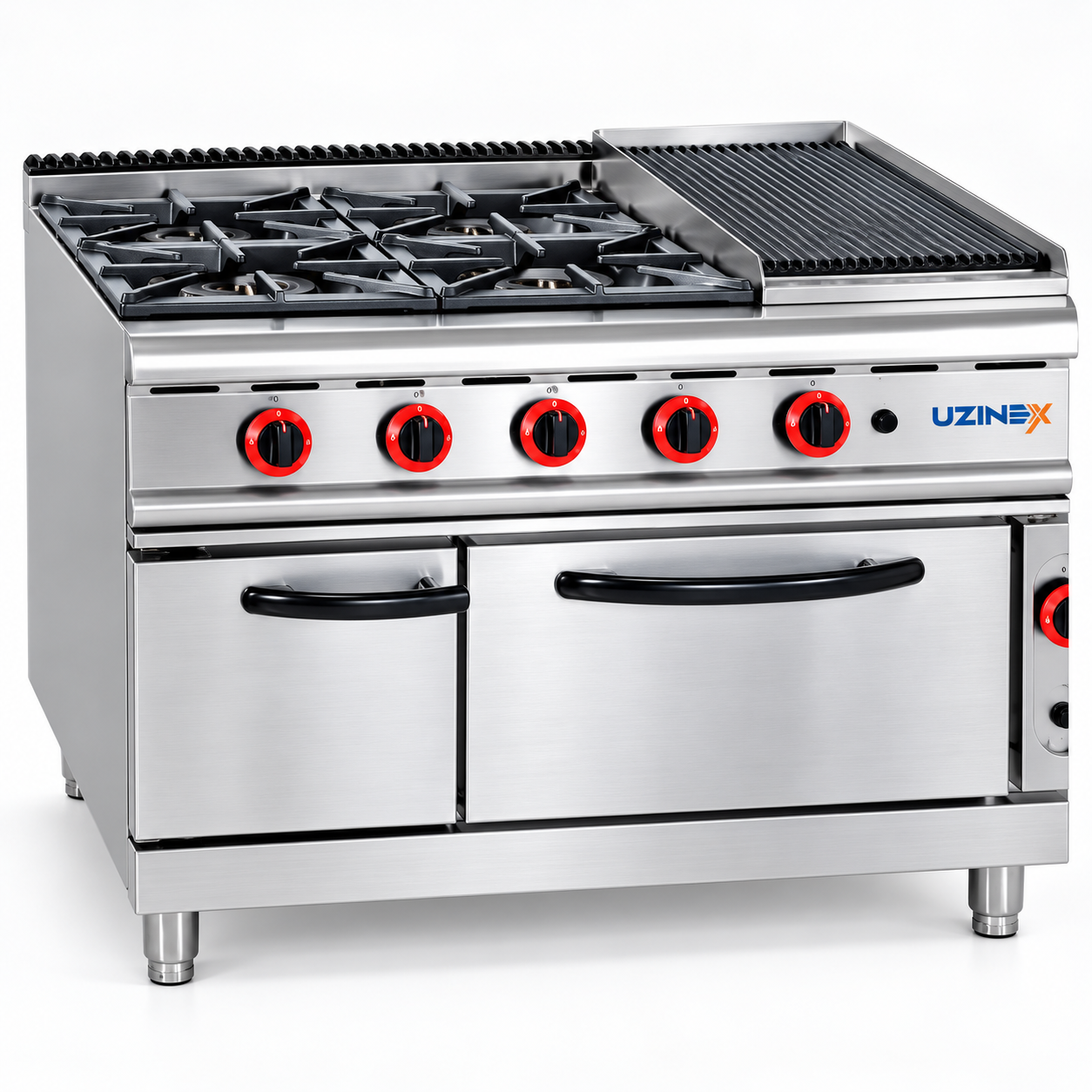 Aragaz profesional pe gaz cu 4 arzătoare, fry-top și cuptor GH-999A / GH-799A