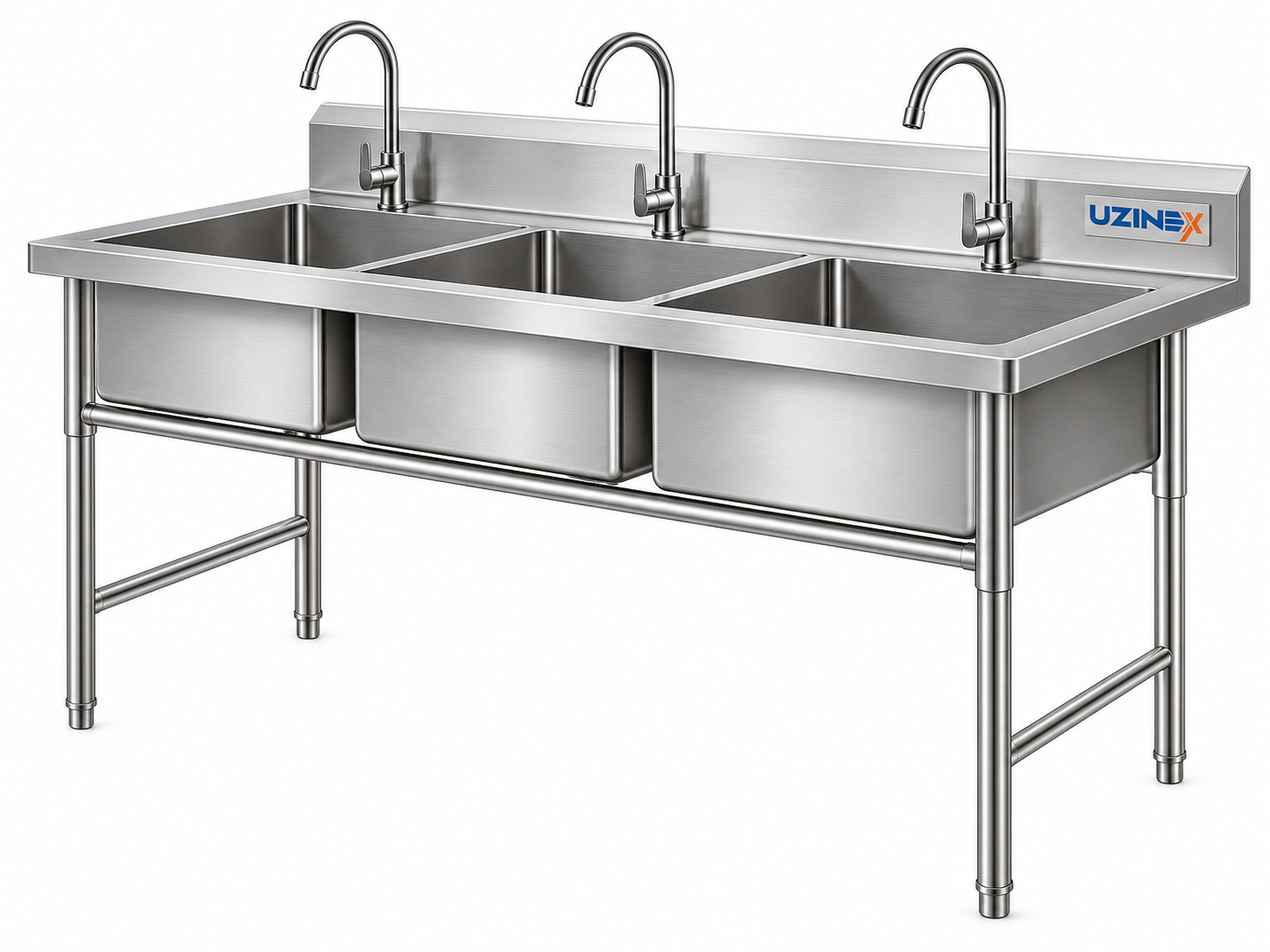 Chiuvetă industrială inox cu 3 cuve STK126-3