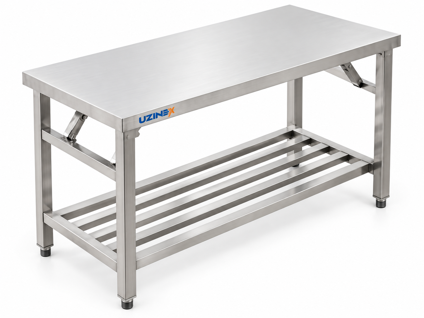 Masă de inox pliabilă cu raft WTK127Z-2