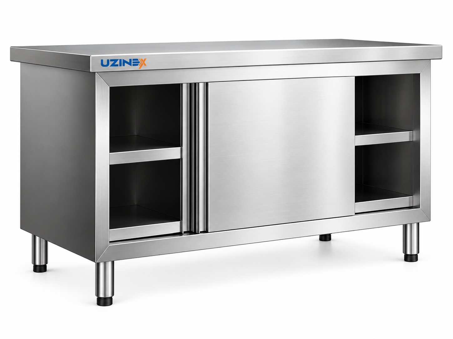 Masă de lucru inox cu dulap și uși glisante HW106