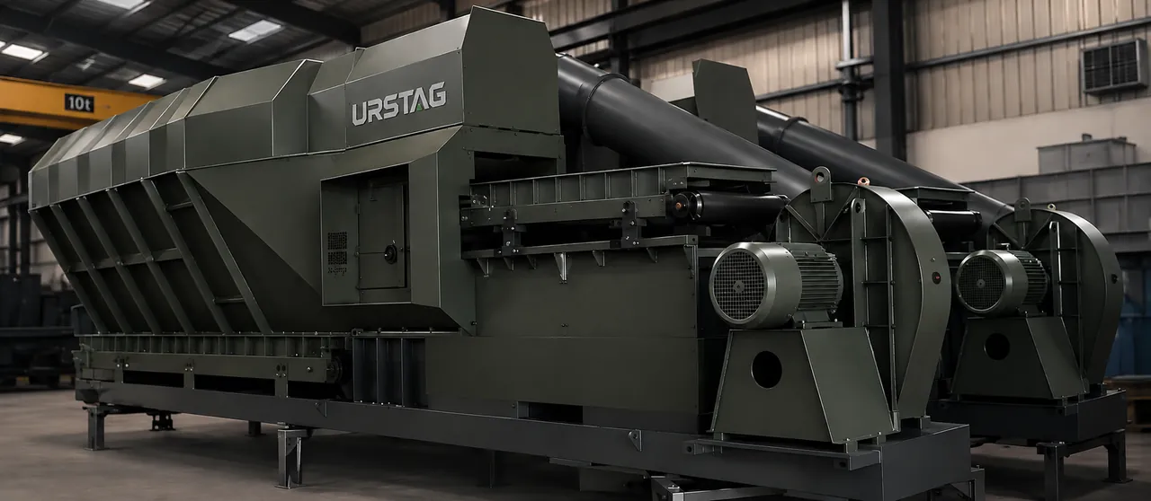 separator pneumatic URSTAG, jetul de aer separă fracția ușoară de cea grea
