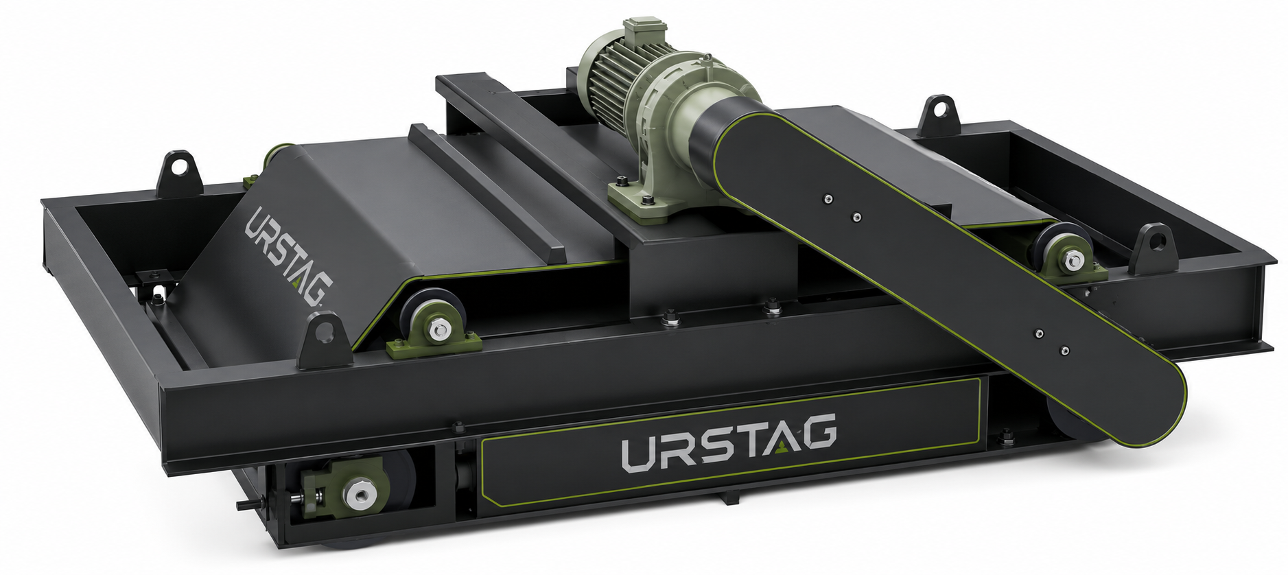 separator magnetic suspendat URSTAG, extragerea metalelor feroase de pe banda transportoare